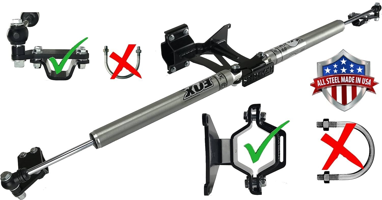 Fox 2.0 V1 Dual Steering Stabilizer for 2023 to 2026 F250 F350 Super Duty 4WD