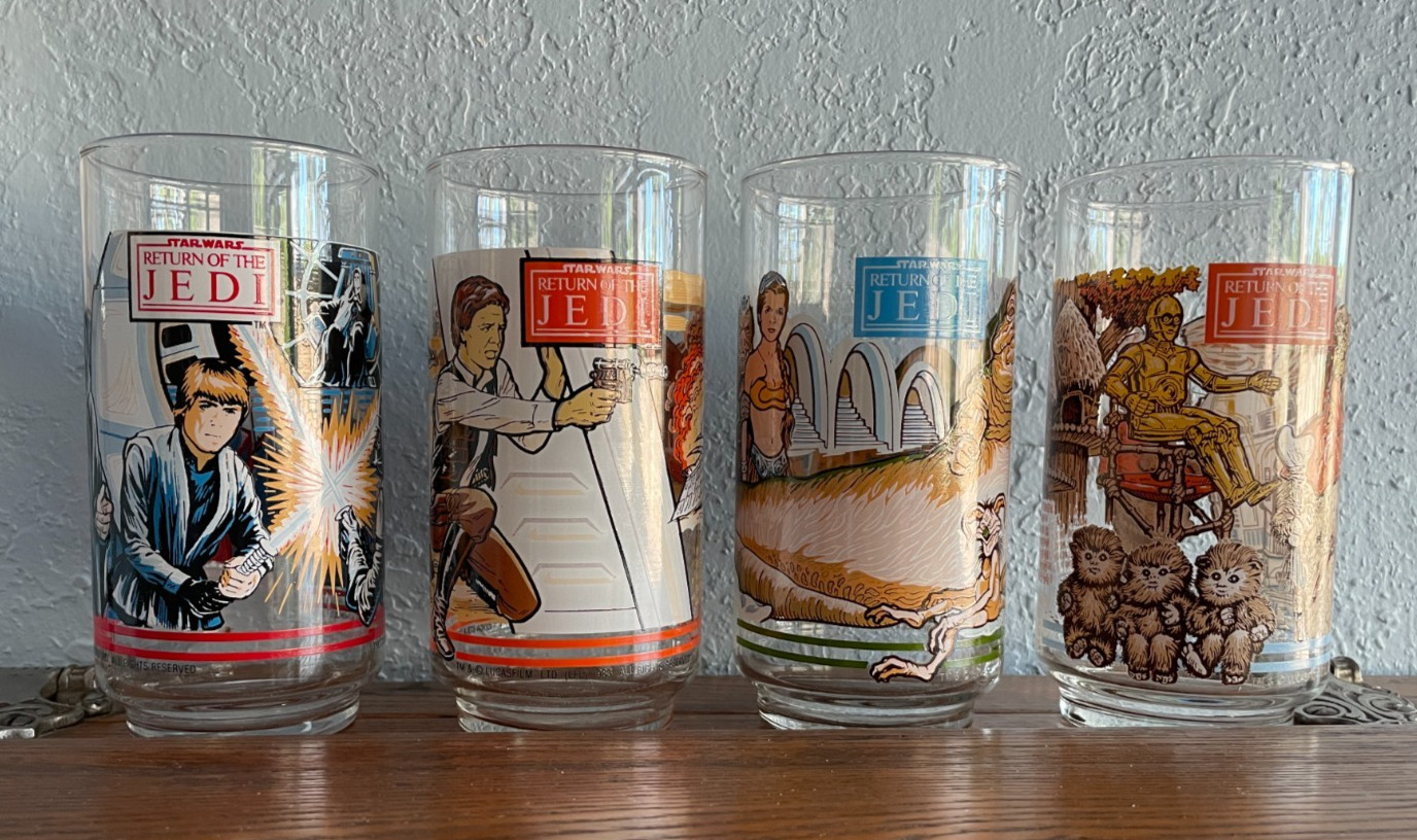 1983 Star Wars Return of the Jedi Burger King Drinking Glasses - Set of 4