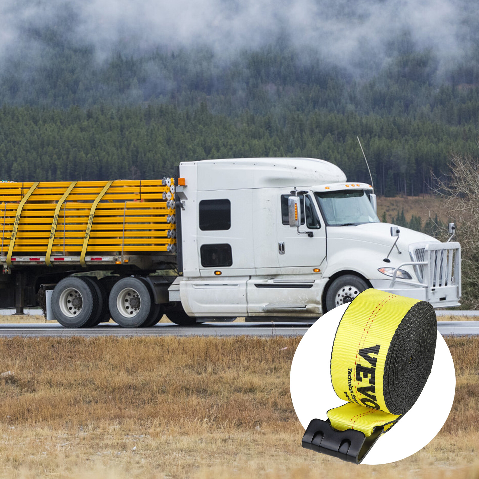 VEVOR 10 Pack 4"x40' Truck Winch Straps w/ Flat Hooks 18000 lbs Break Strength