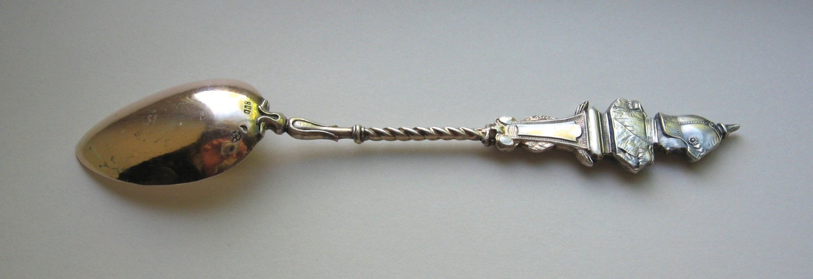 Antique Berlin German 800 Silver Otto Von Bismarck Bust Finial Spoon