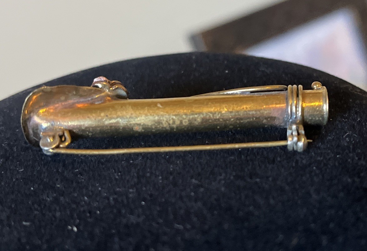 Vintage Tussie Mussie Posey Holder Pin Brooch Brass Thailand