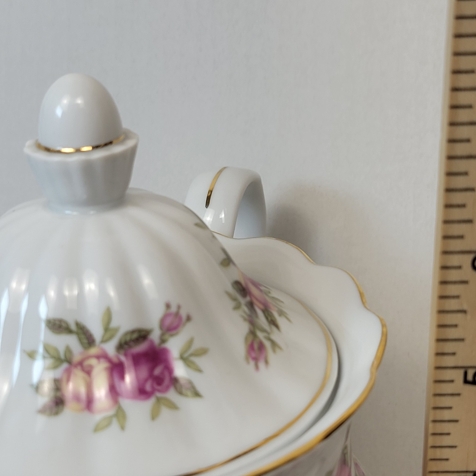 Crystal Clear Porcelain Teapot Pink Roses Gold Trim Poland Floral Tea Pot