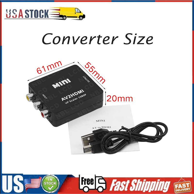 RCA to HDMI Converter Adapter RCA AV 1080P Audio Video Adapter Composite CVBS