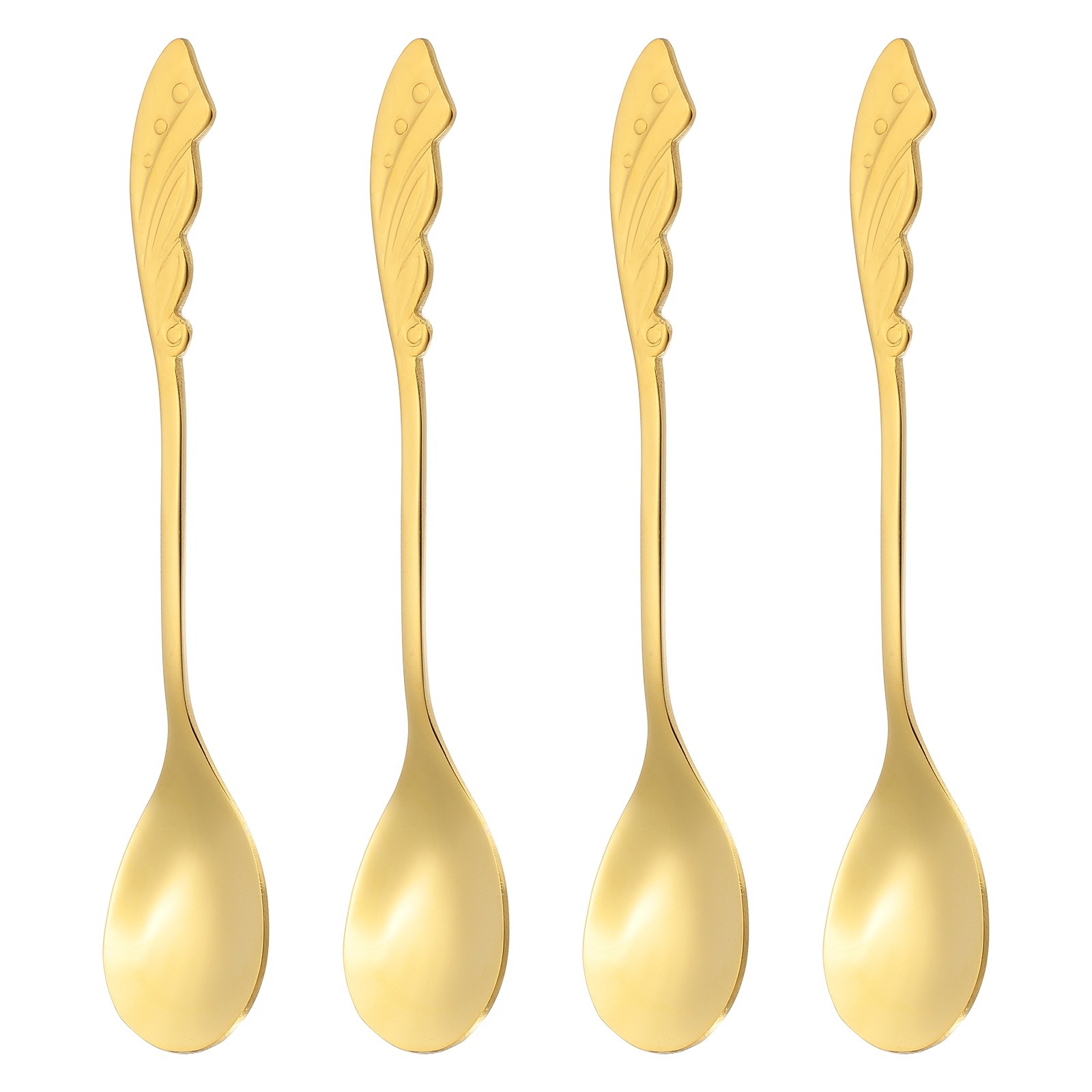4pcs Coffee Spoons, Wings Tea Spoons Stainless Steel, Gold