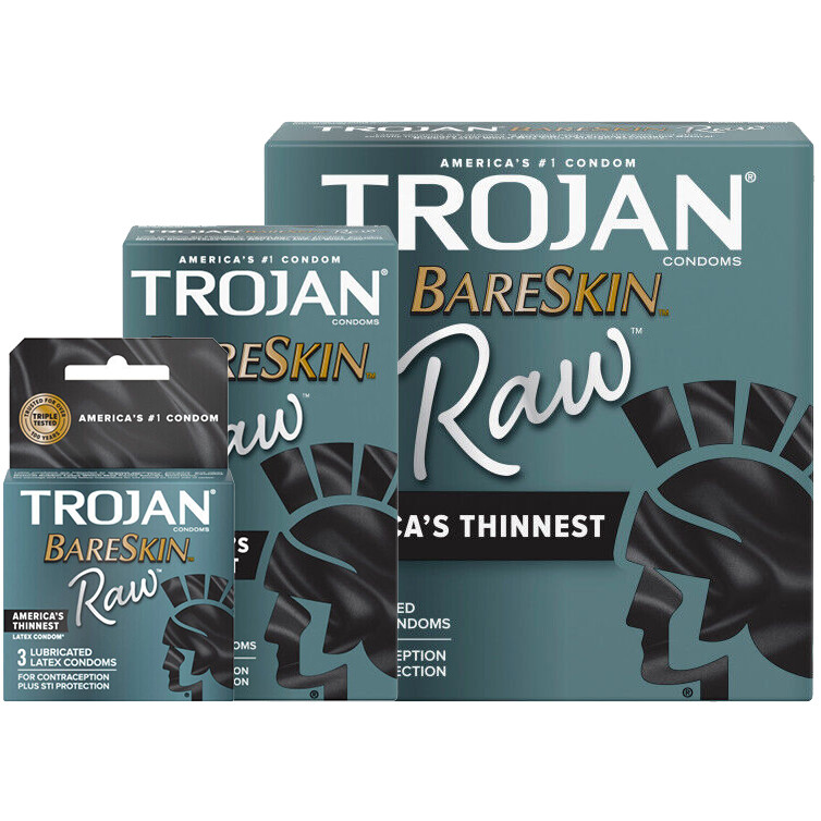 Trojan Bareskin RAW Thinnest Sensitive Lubricated Latex Condoms