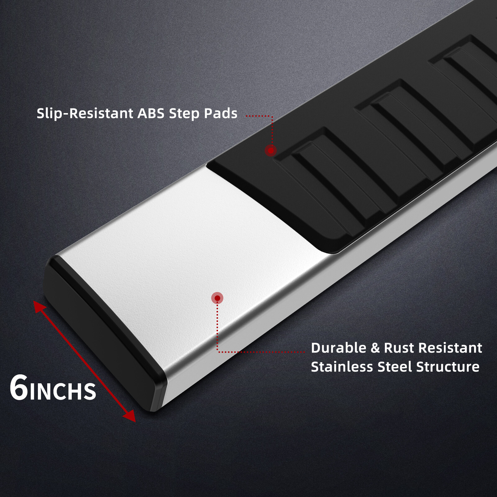 6" Running Boards for 07-18 Silverado Sierra 1500 2500HD Crew Cab Side Step Bars