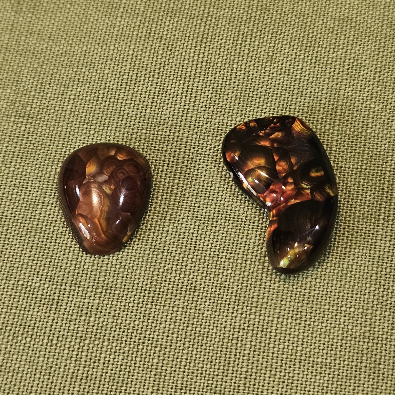 Fire Agate Pair With Wild Colors and Stunning Pattetns 25 CT Combined