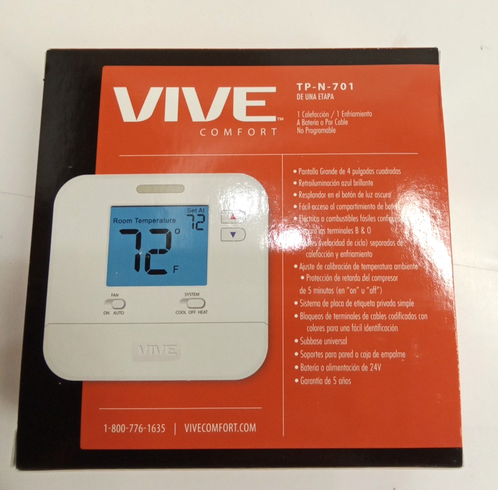 Vive  TP-N-701 Single Stage 1 Heat/1 Cool Digital Non-Programmable Thermostat