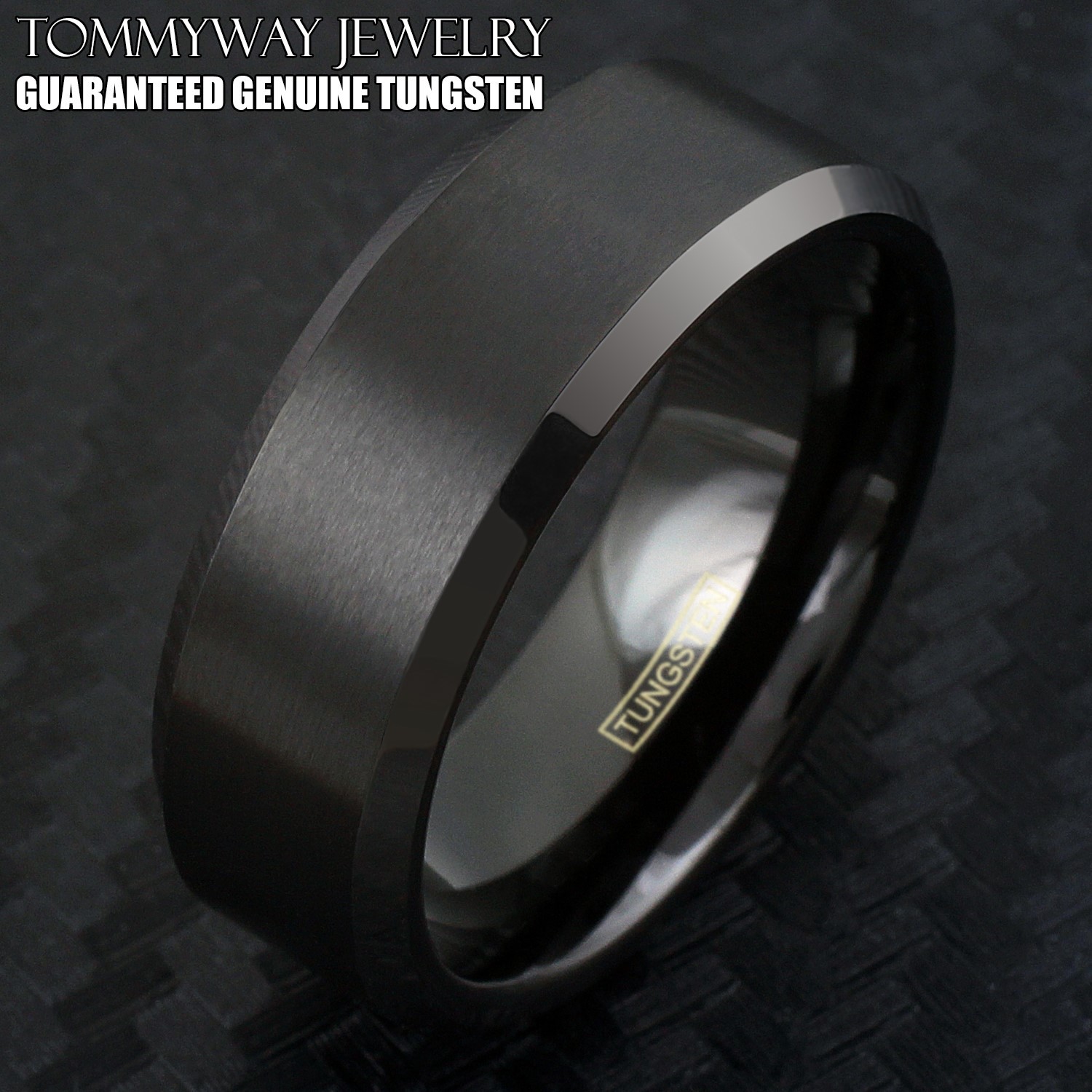 6/8mm Black Tungsten Carbide Brushed Comfort Fit Wedding Band Ring Men's-Women's