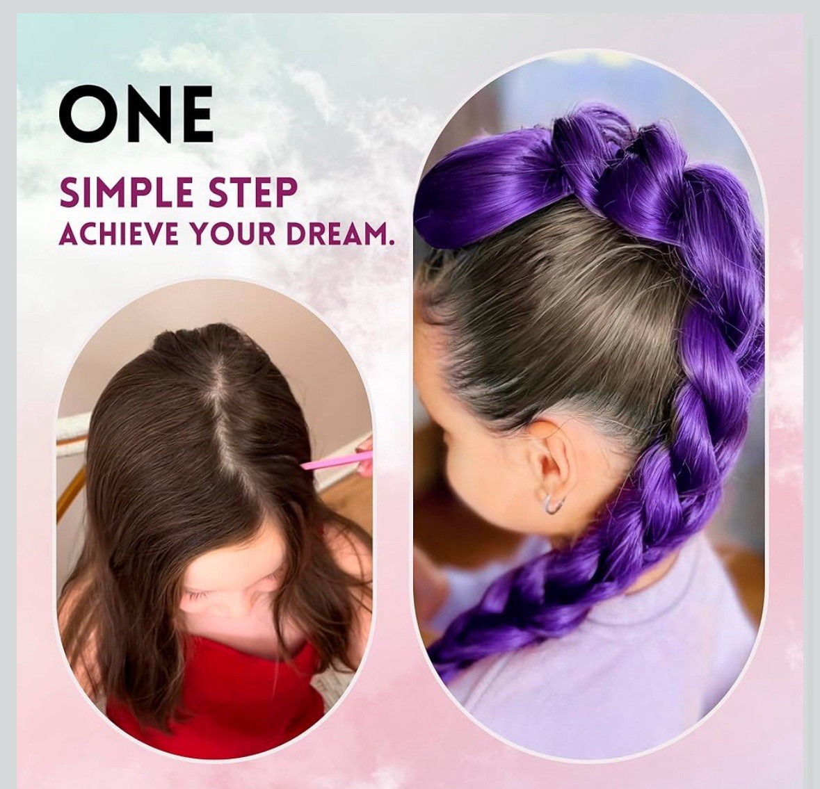 Kpop Purple Braided Hair Extension w Clip-In Attachment