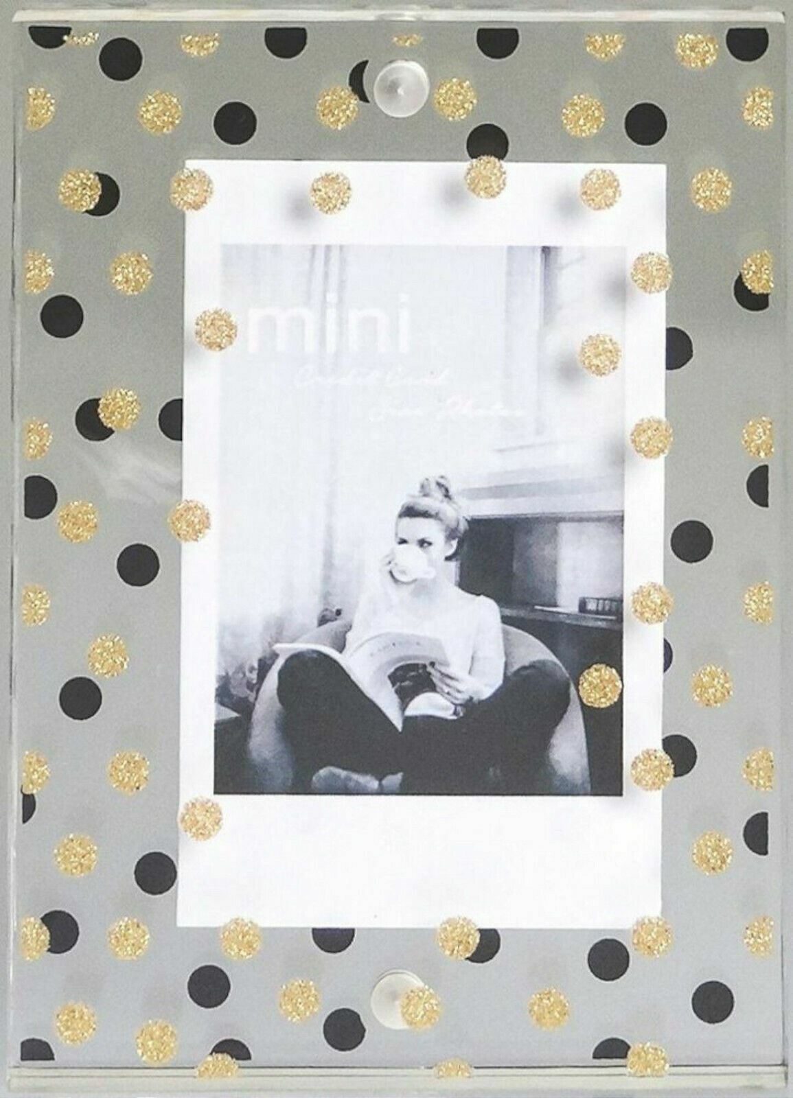 Fujifilm Large Magnetic Frames 2-Pack Dots Black Gold for Instax 2x3 Photos