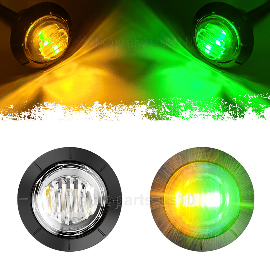 Dual Color LED Marker Lights Round 3/4"Truck Trailer Side Clearance Light Bullet