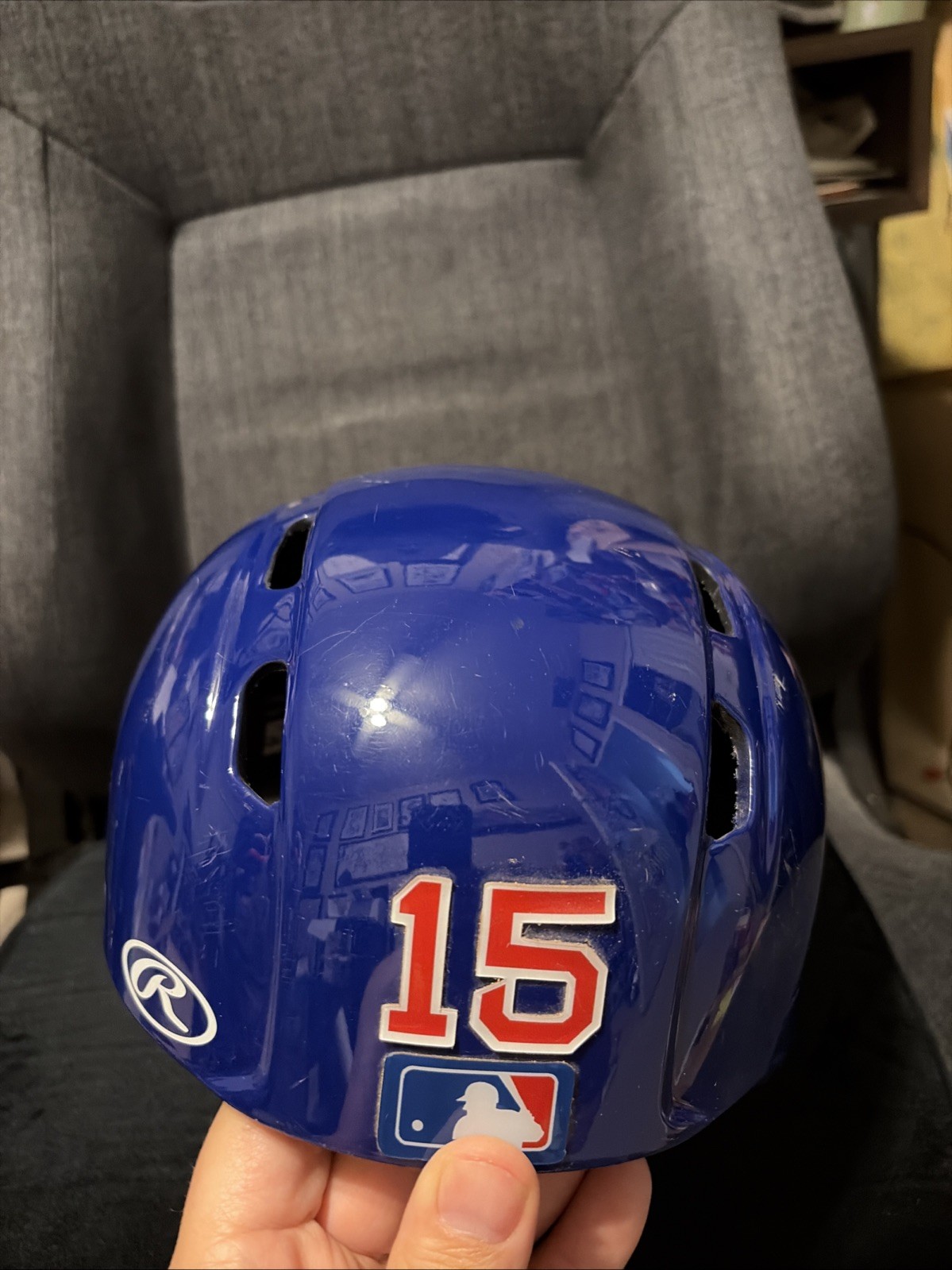 Rare Carson Kelly Chicago Cubs Used Cubs Catching Helmet Skull Cap