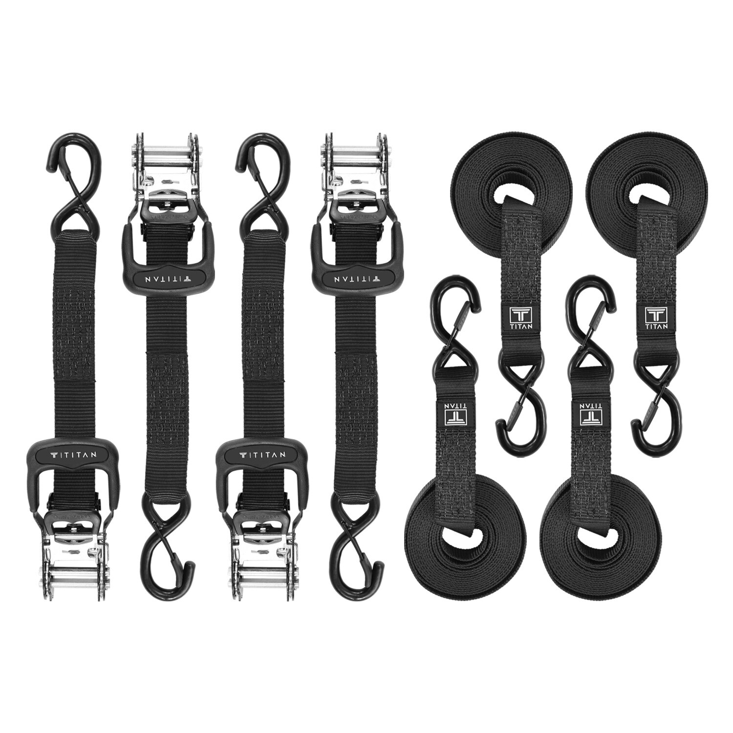 4-Pack Heavy Duty Ratchet Tie Down Straps | 1.5" x 15' | 5000 Lbs Break Strength