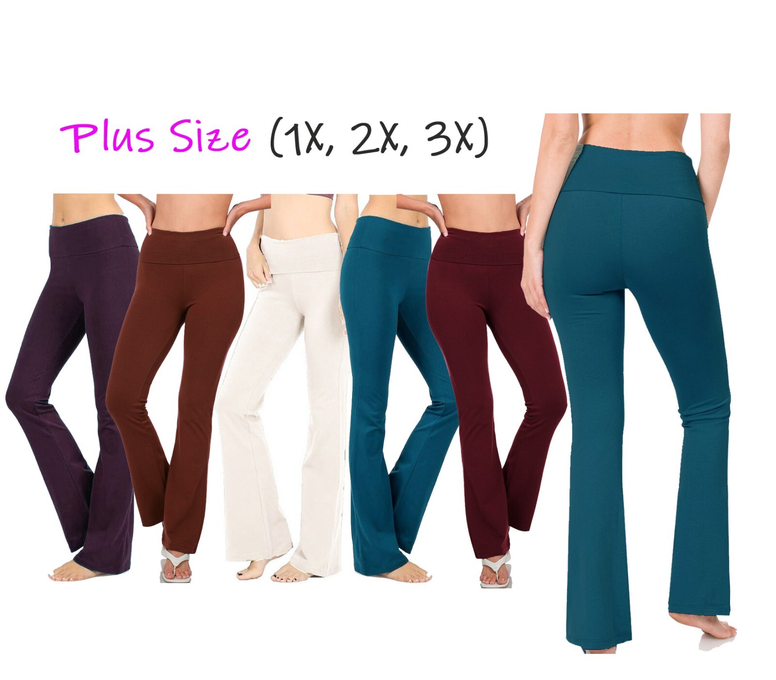(Zenana Outfitters) Plus Size Premium Cotton Fold Over YOGA Pants