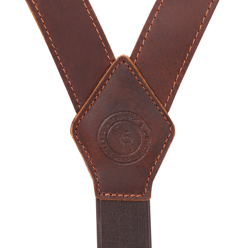 TOURBON Leather Suspenders Y Back Adjustable Y-Shape Pants Brace