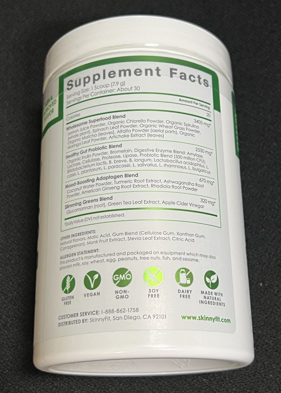 SKINNY FIT SKINNY GREENS (GREEN APPLE) 30 SERVINGS NEW/SEALED EXP 3/27 Freeship*