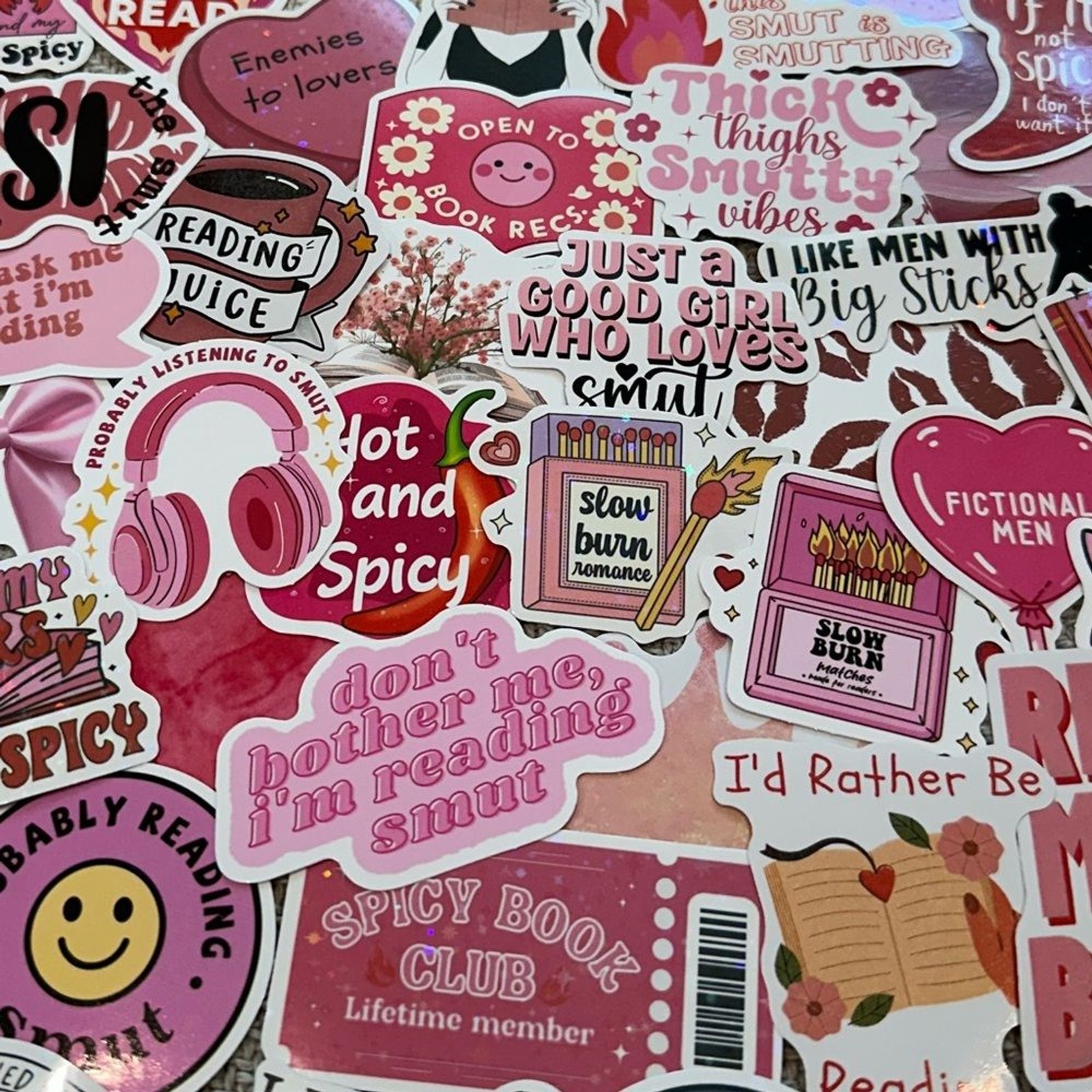 Sticker Lot 50 pcs Reading Kindle Romance Pink Smut Book Cute Girlie