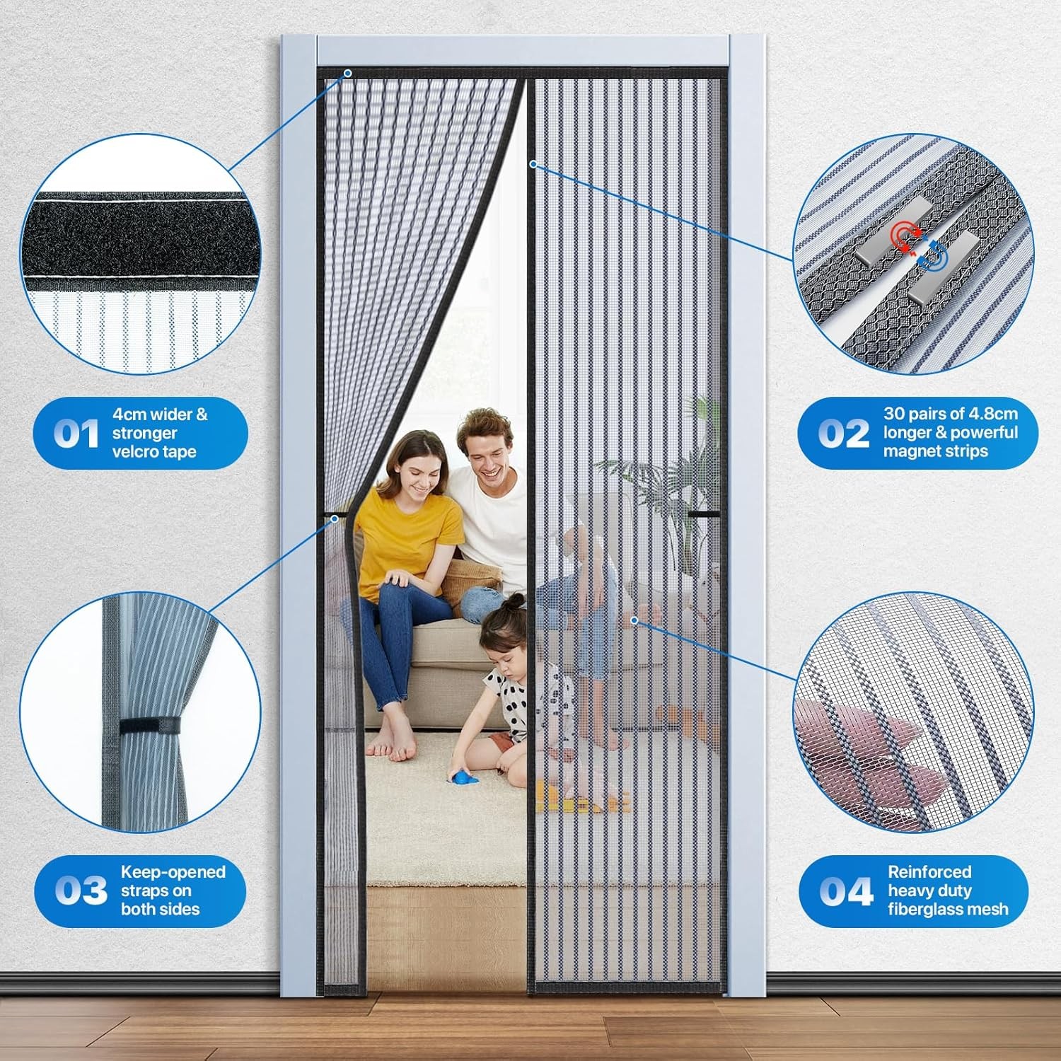 Heavy Duty Door Screen Magnetic Closure, LOVIGA Thickened Fiberglass Screen Door