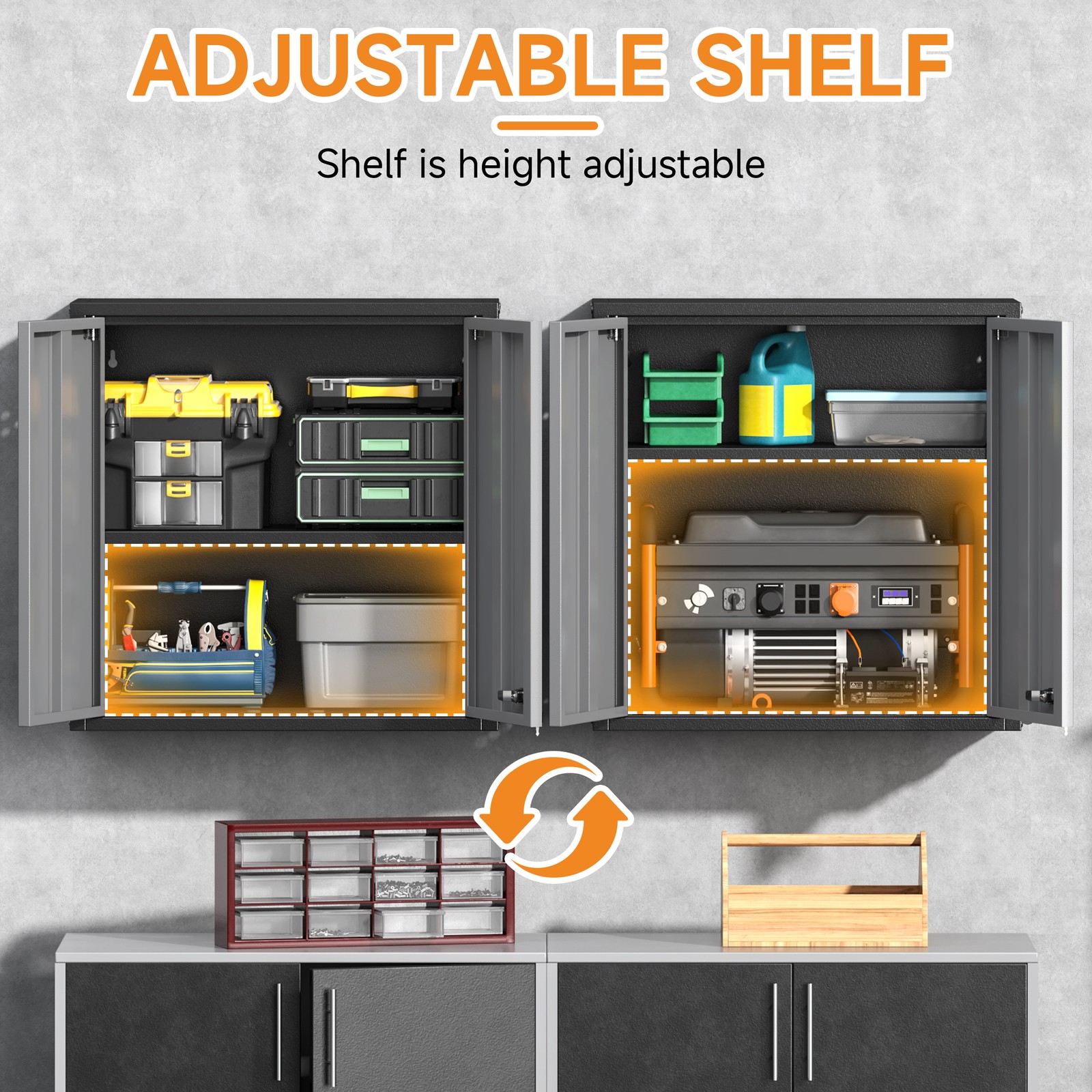 Wall Tool Chest Wall Mounted Tool Box Lockable Tool Storage Cabinet For Garage