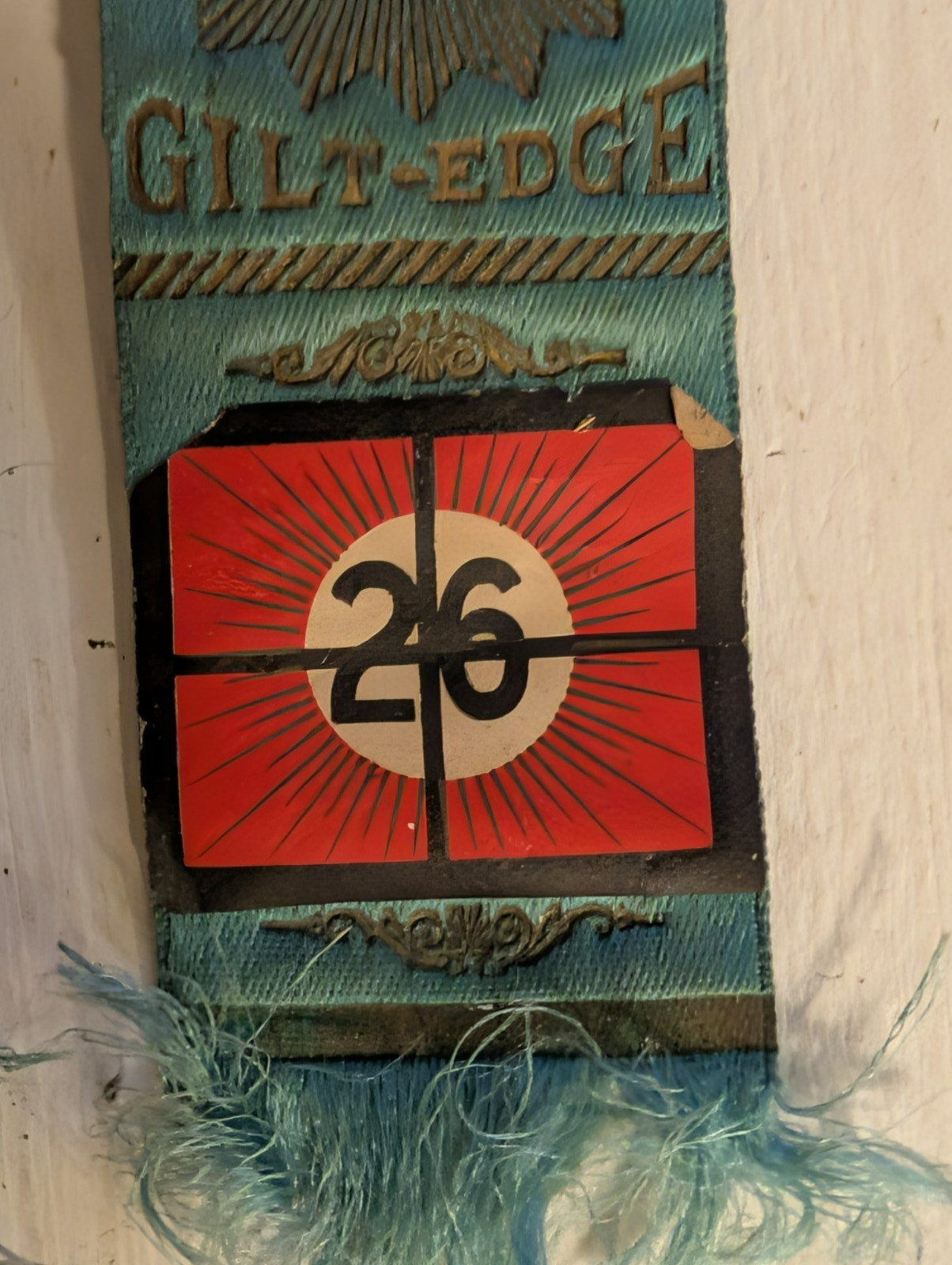 Antique Ribbons with Stick Pins 27 Gilt Edge / M A S D P Co / Trebus & Steiner