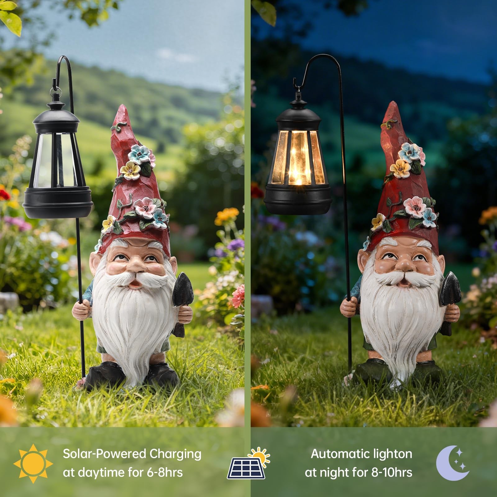 Solar Garden Elf Dwarf Statue - Waterproof Resin Outdoor Courtyard Decoration