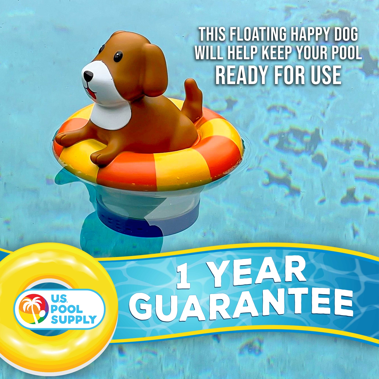 U.S. Pool Supply Puppy Dog Floating Pool Dispenser, Holds 3" Tablets