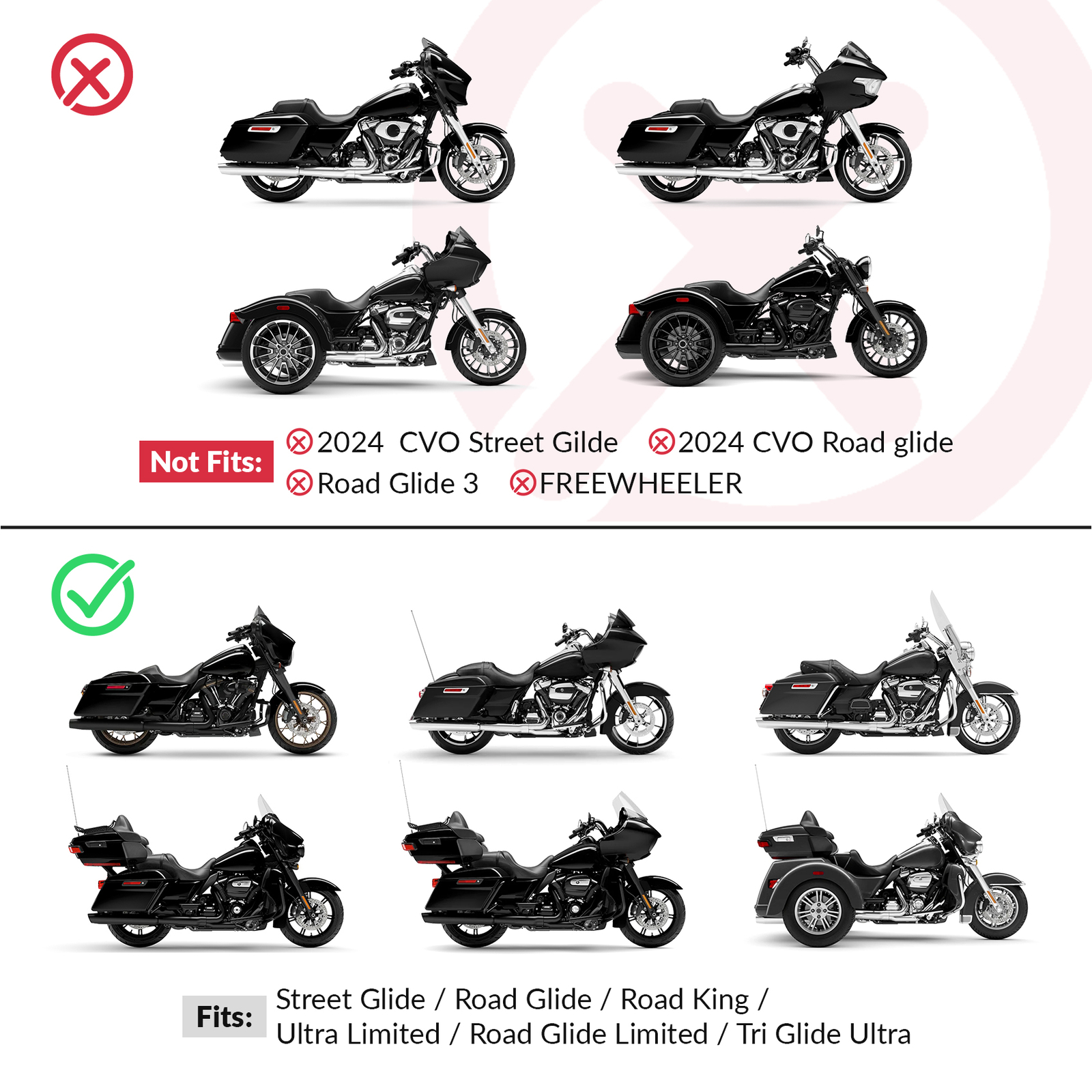 Driver Passenger Seat Fit For Harley Touring Electra Glide Tri Glide 09-23