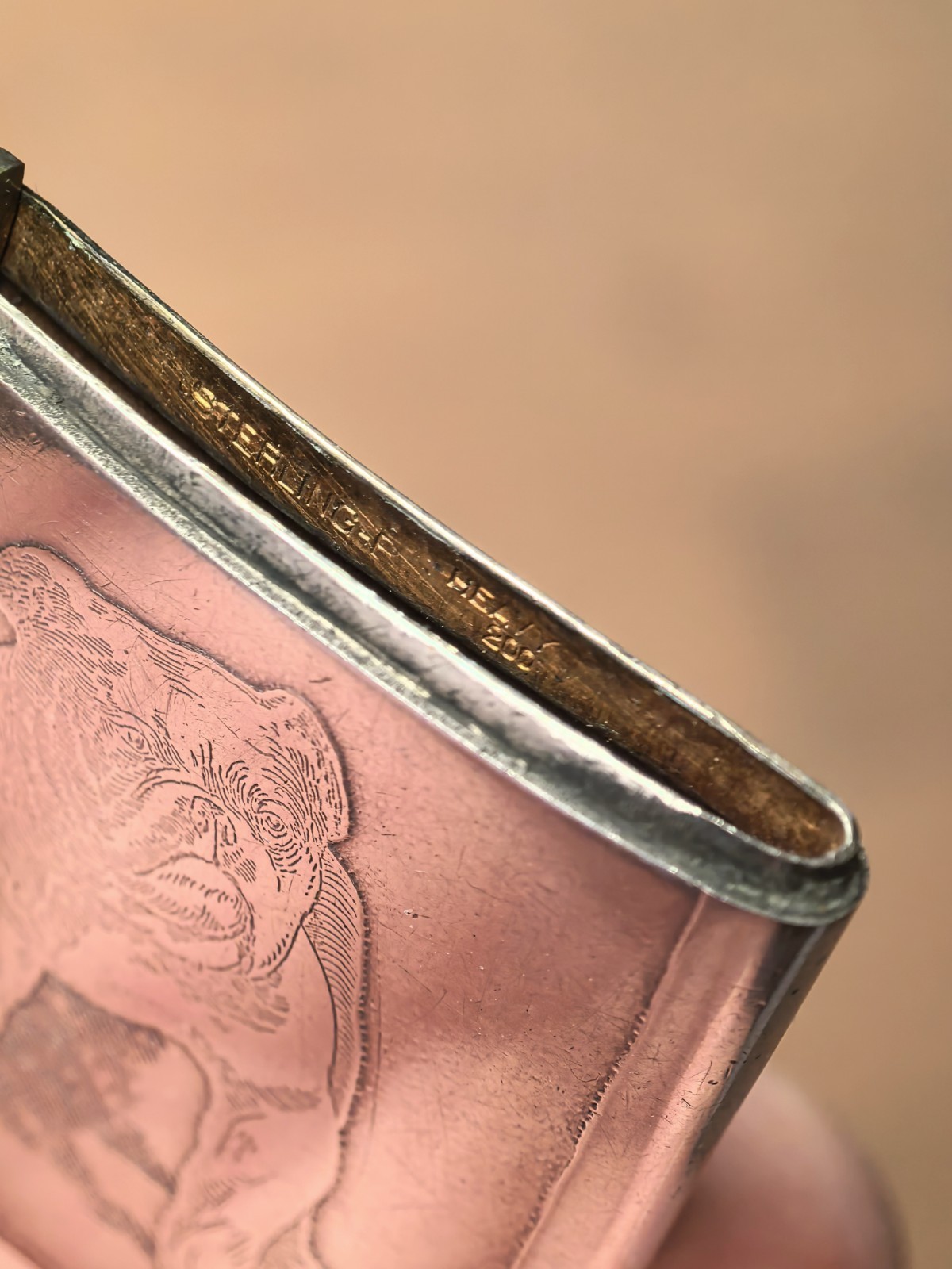 Antique Heavy Sterling Silver Bulldog Match Safe/Vesta Case Exquisite Detail