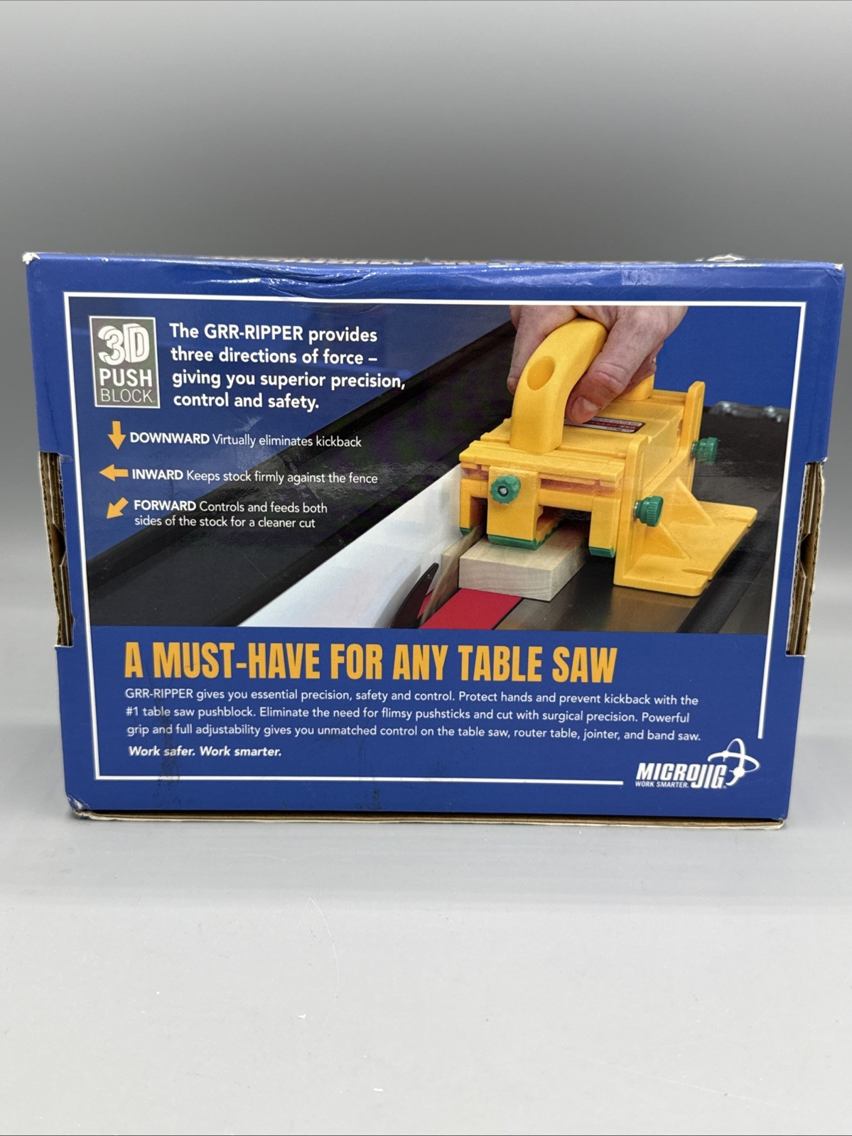MicroJig GRR-RIPPER GR-100 3D Pushblock Table Saw Push Block Complete in Box