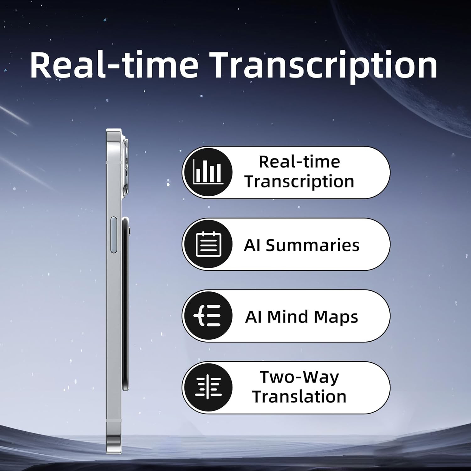 AI Voice Recorder,64GB Smart Audio Recorder W/ Transcribe AI Su Supports 112 Lg