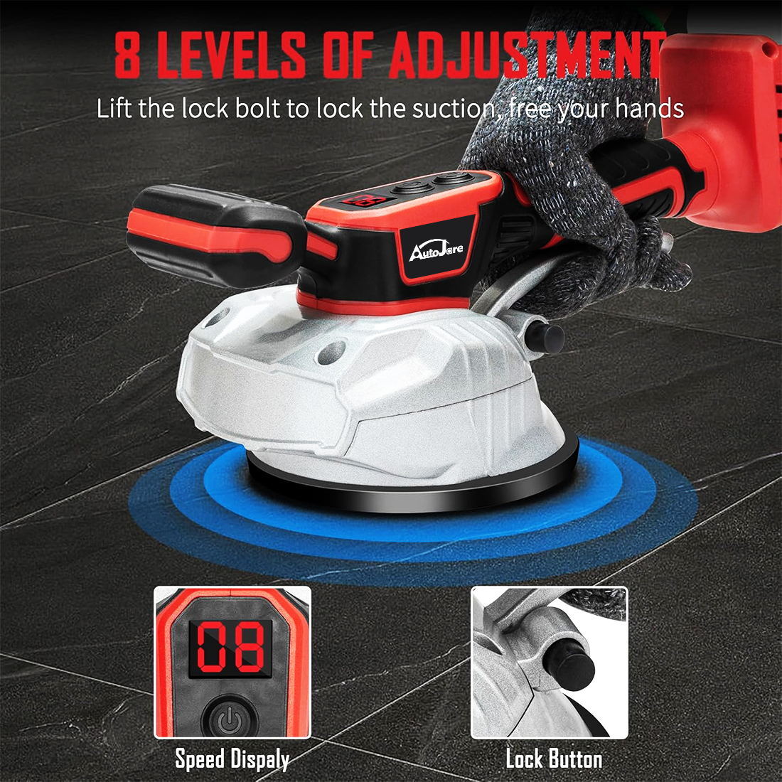 Tile Vibration Leveling Machine for Milwaukee 18V Battery,Suction Cup 8-speeds