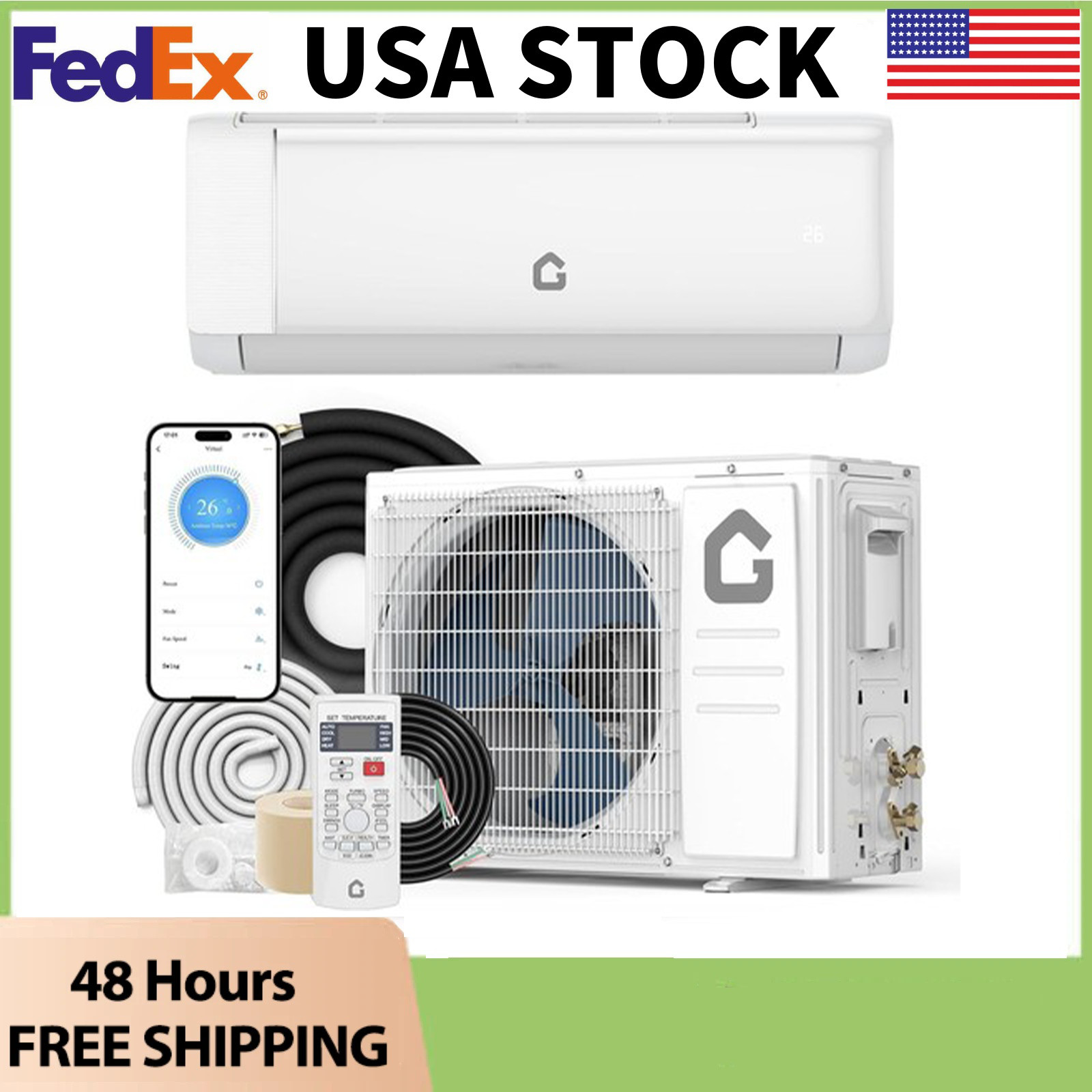 24000 BTU Mini Split AC/Heating System,19 SEER2 230V Split Unit Ac with WiFi,NEW