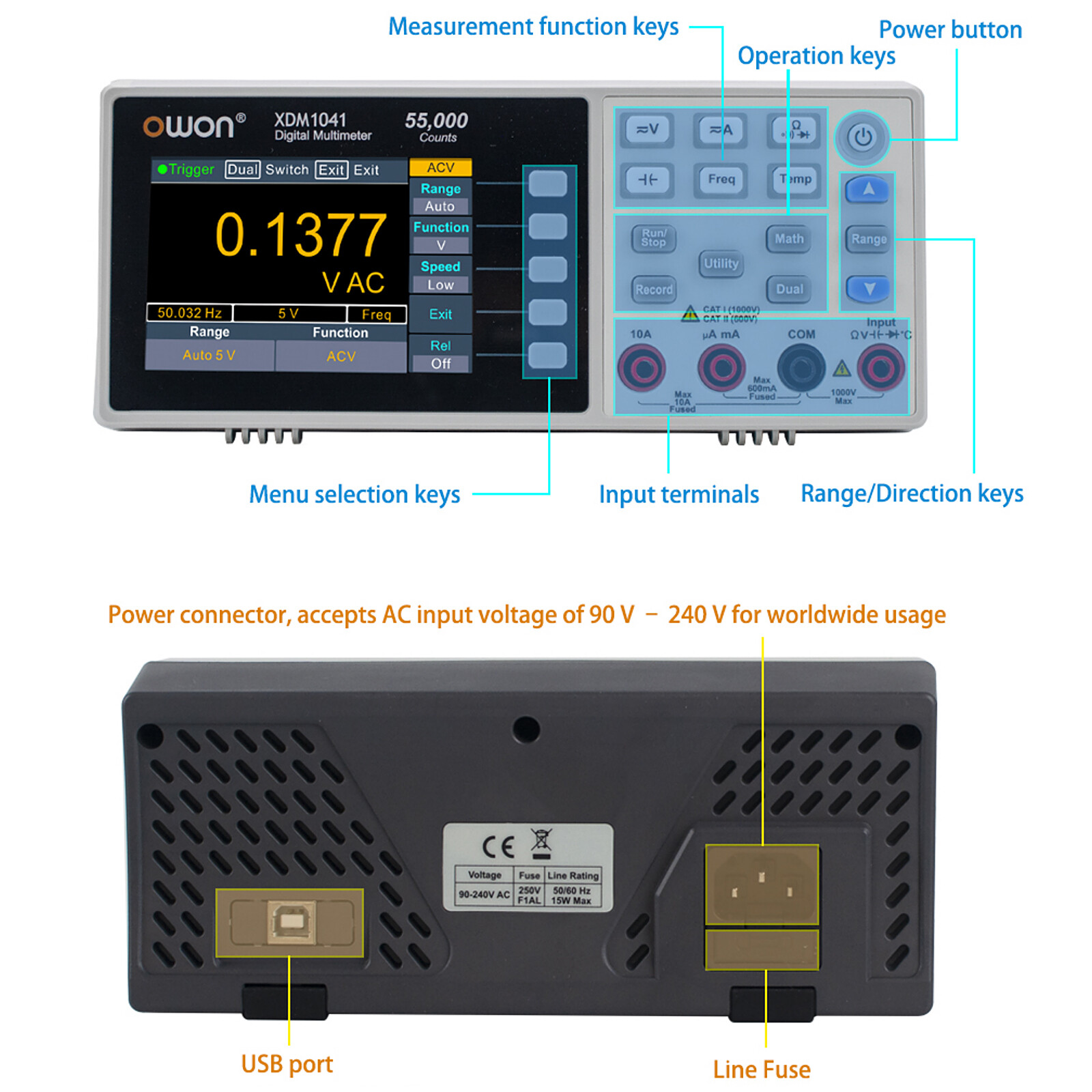 OWON 4 1/2 digits XDM1041 Bench-type Digital Multimeter 55000 Counts True RMS