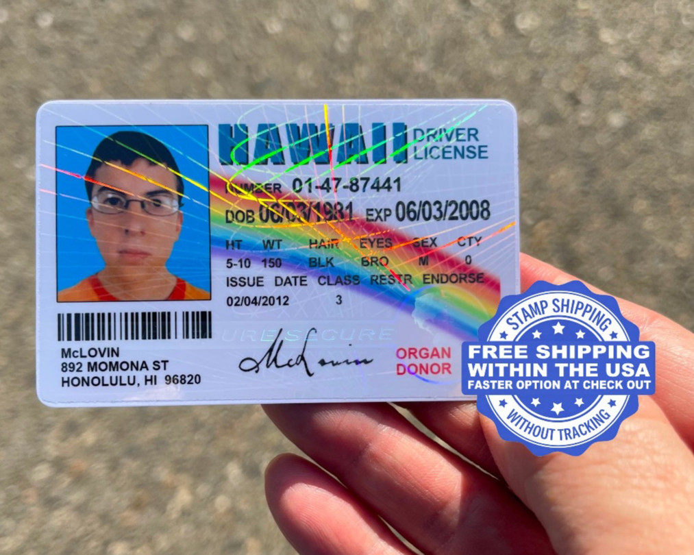 🌈🤓 McLovin ID CARD Movie Superbad Mc Lovin with "HOLOGRAM"  🌈🤓