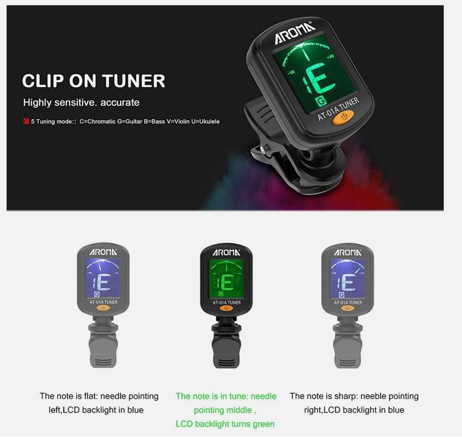 Tuner LCD Clip On Chromatic Acoustic Electric Guitar Bass Ukulele Banjo Violin