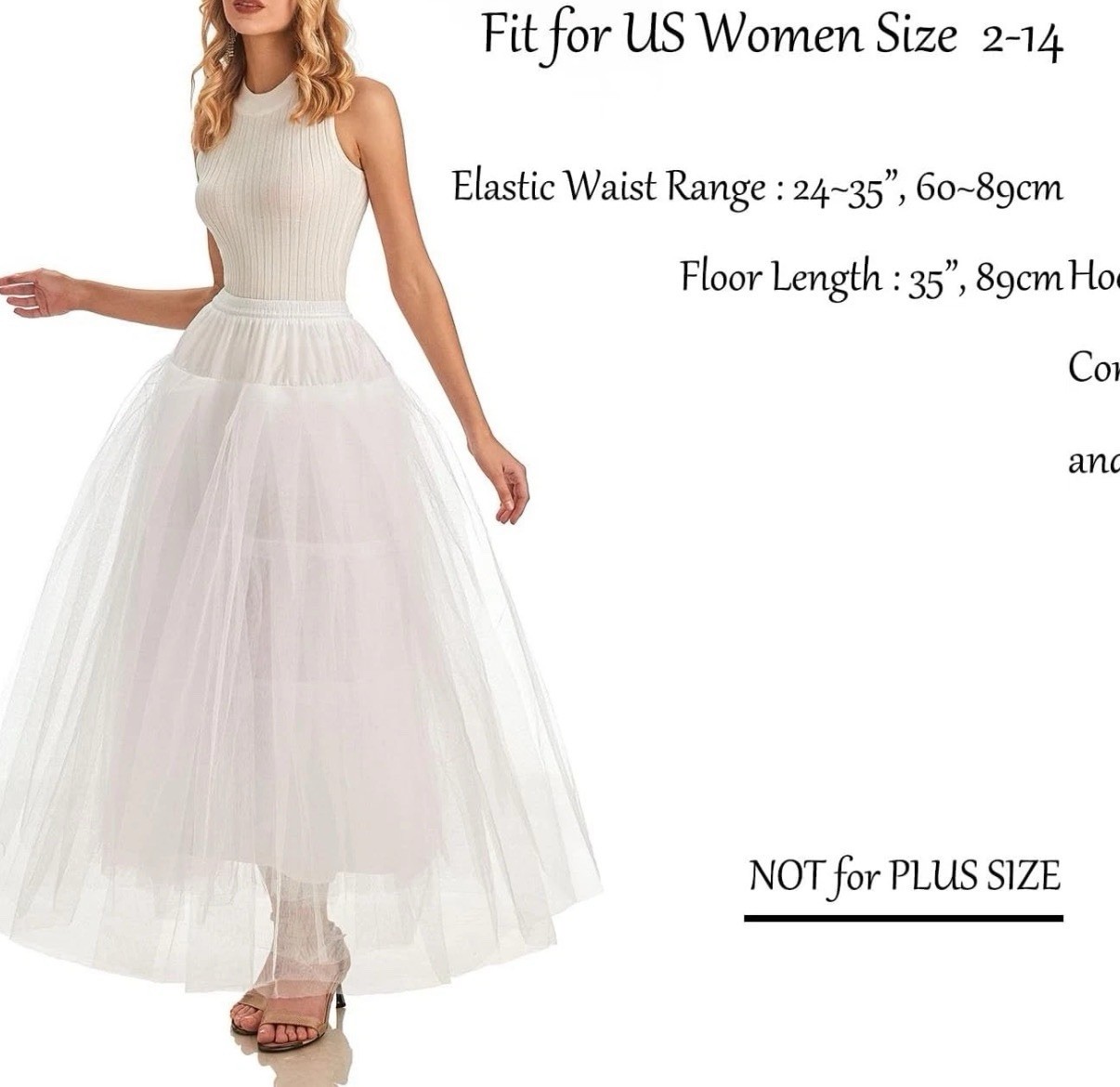 Wedding Hoopless Petticoat Crinoline Slip Underskirt Bridal Cosplay Prom White