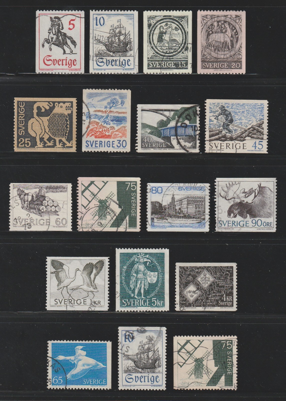 1967-72 Sweden Regular Issue, Used, Scott # 737 | 763, 18 Different, Short Set
