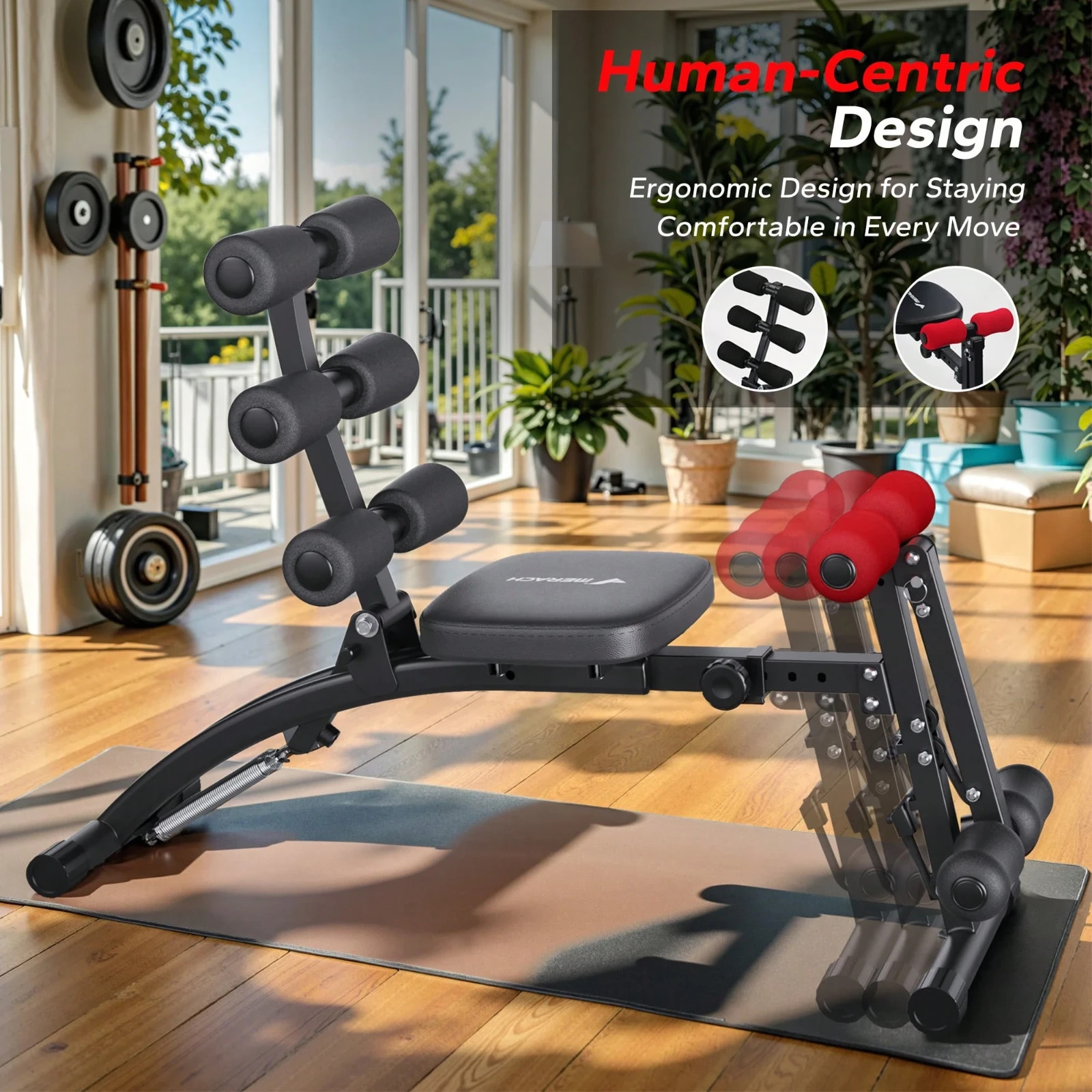 Ab Workout Bench for Home Gym - Multi-Functional Adjustable Ab Trainer