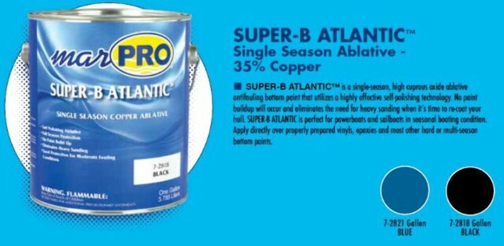 Marpro 7-2818 Boat Bottom Protective Paint GALLON BLACK SuperB Ablative Marine