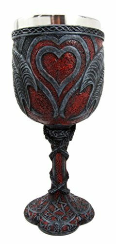 Ebros Celtic Dual Dragon Romantic Heart Vial Of Blood Wine Goblet 7"H Chalice