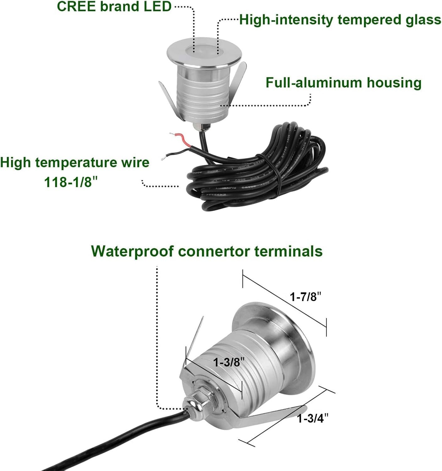 4Pack LED Pool Light Dimmable Warm White 3000K 3W Low Voltage Underwater Pond Li