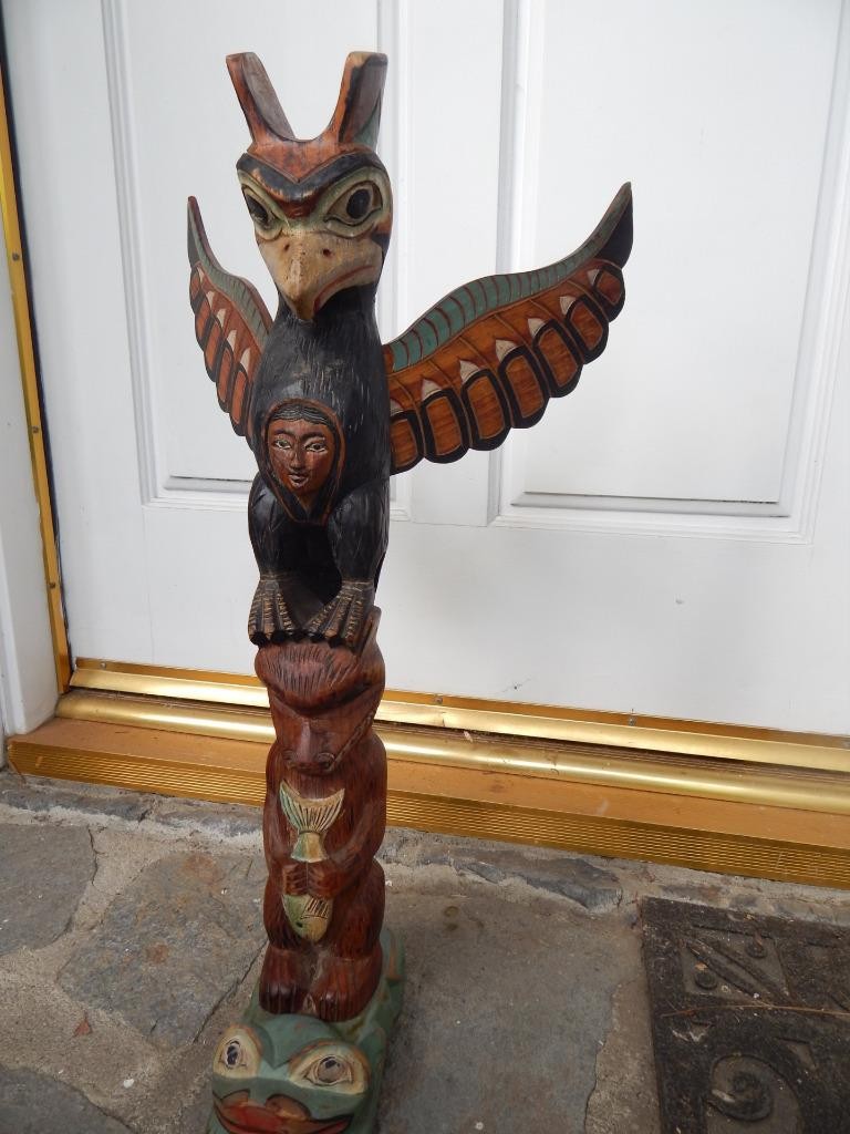 LARGE MUSEUM GRADE 4-5 FIGURE TLINGIT NWC INDIAN WOOD TOTEM POLE MODEL