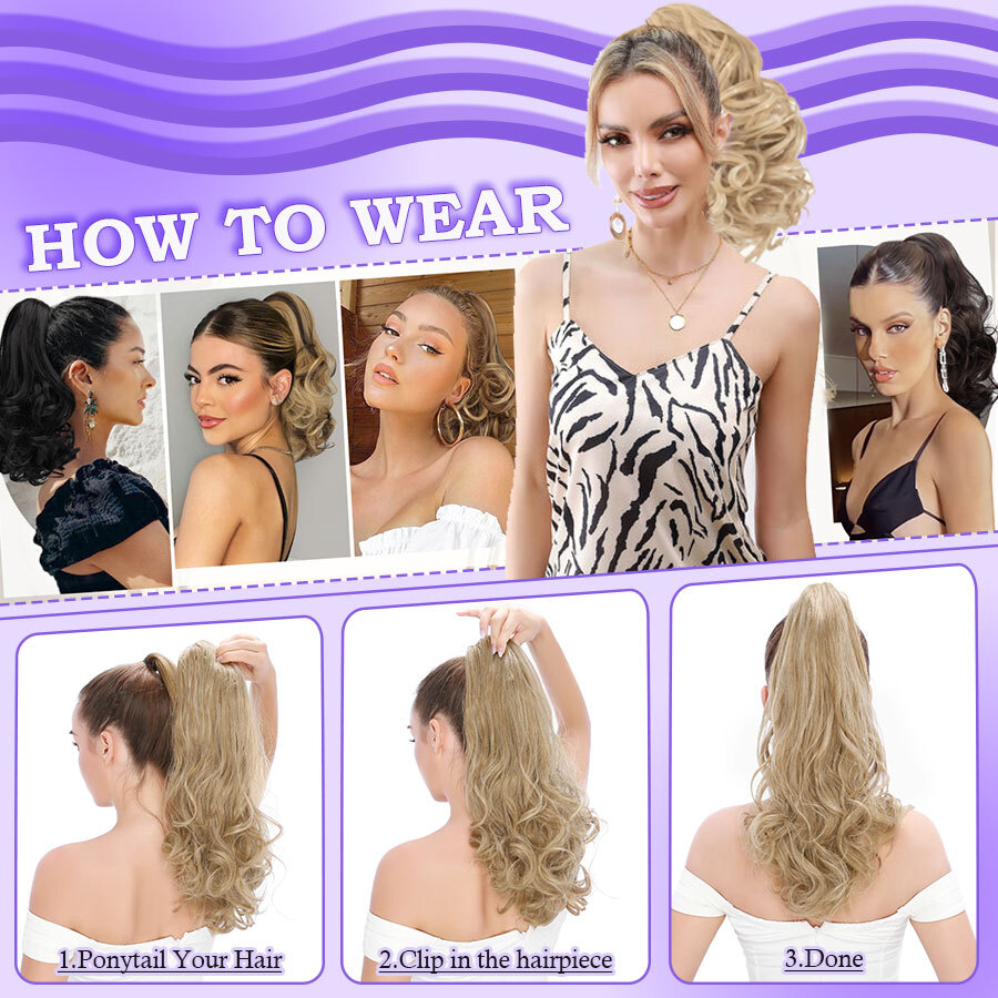 14" Short Claw On Ponytail Hair Extensions Natural Clip Pony Tail Thick As Human