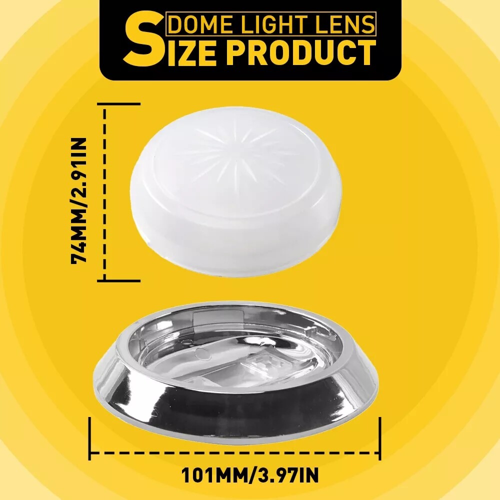 White LED Interior Dome Light For GM Chevrolet Chevy 1970-1981 OT001000A Chrome