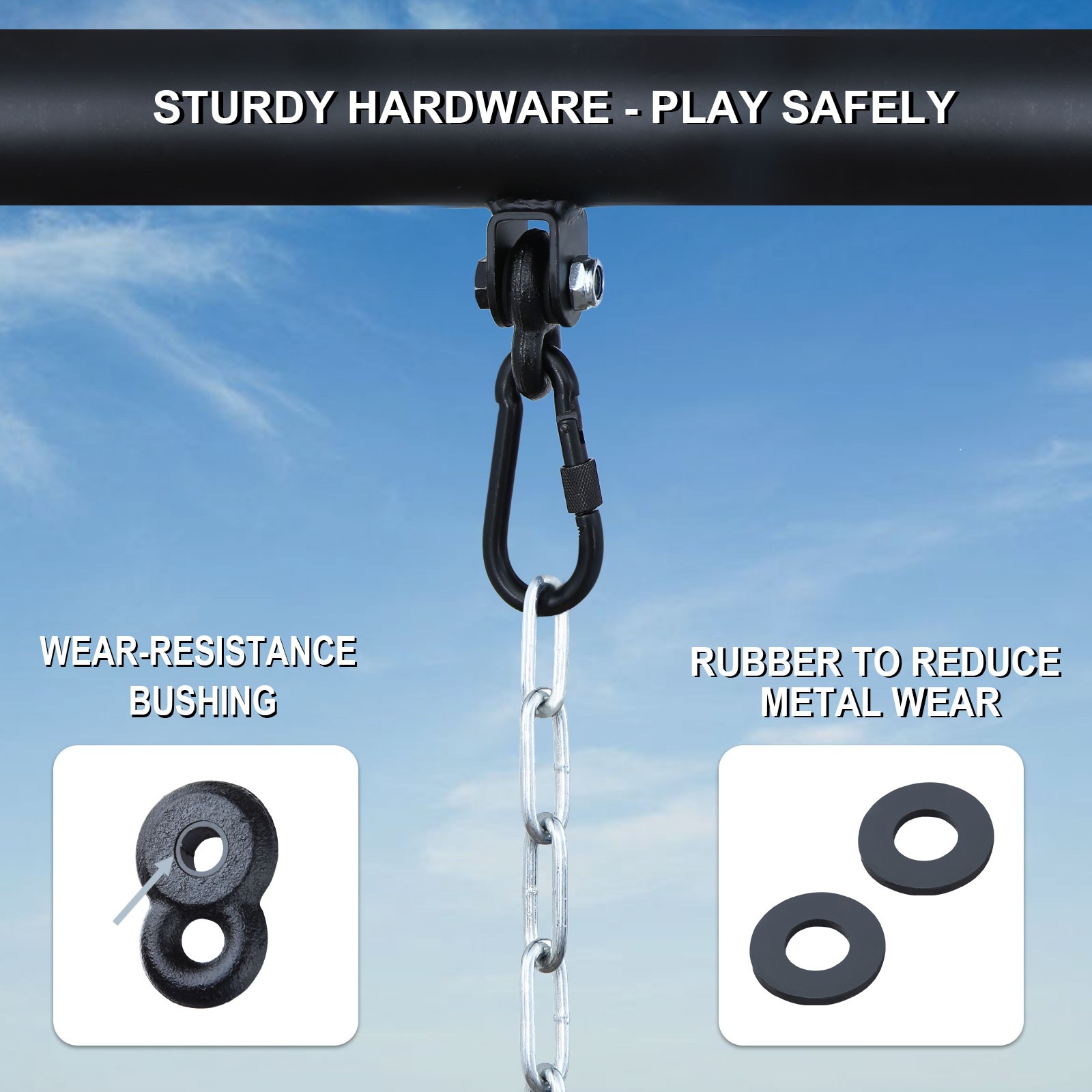 600lb Outdoor Swing Set for Backyard with 3 Swings Heavy Duty Metal Swing Stand