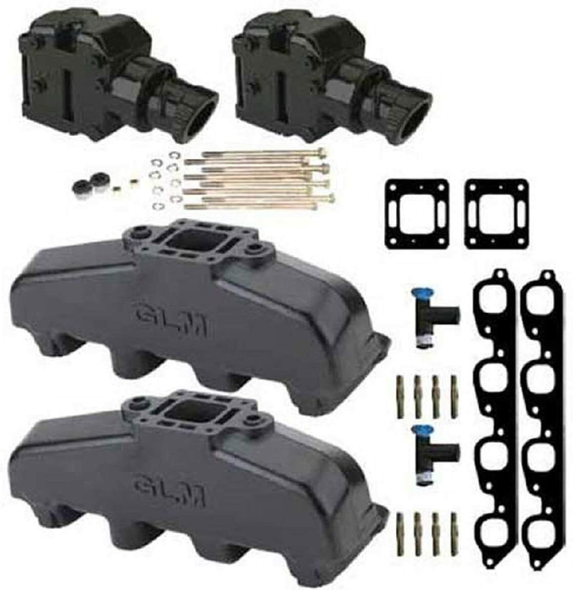 Mercruiser 7.4 L 424 Bravo V8 Exhaust Manifold & riser package set elbow 502 8.2