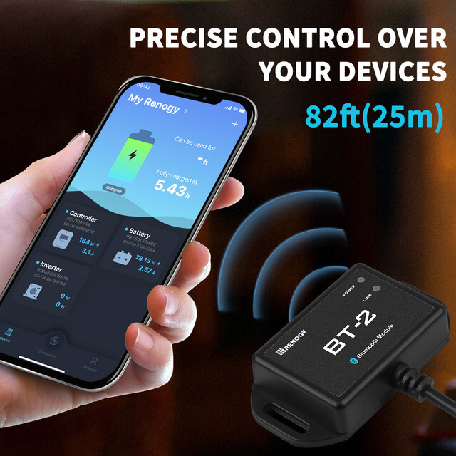 Renogy BT-2 Bluetooth Module RJ45 Communication Port Wirelessly Monitor