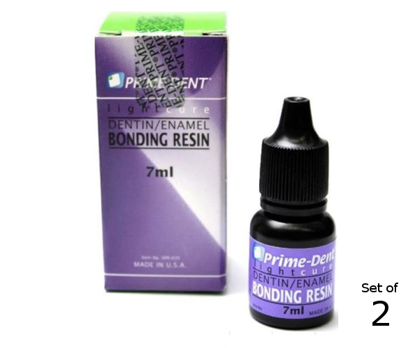 SET OF 2 - PRIME-DENT Dental Light Cure Dentin Enamel Bonding Resin 7 mL Bottle
