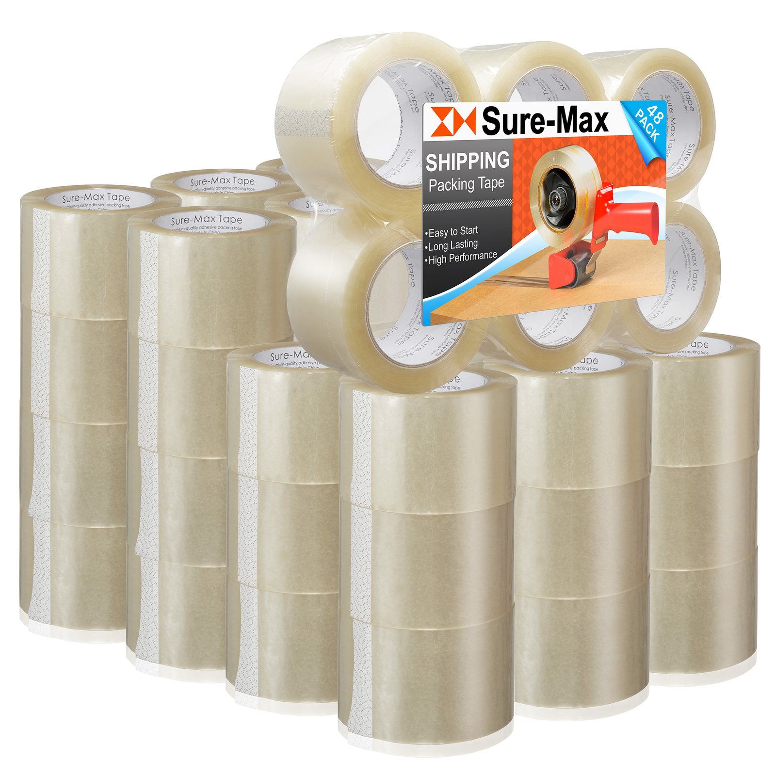 48 Rolls 3" Extra-Wide Clear Shipping Packing Moving Tape 110 yds/330' ea - 2mil